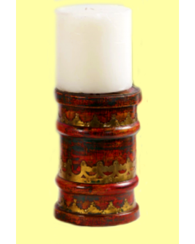 WOOD CANDLE HOLDER - MULTICOLOUR